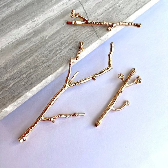 New~ Anthropologie Gold Twig Hair Pin set - Picture 6 of 6